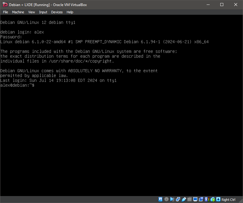 Boot the system -- Logged In